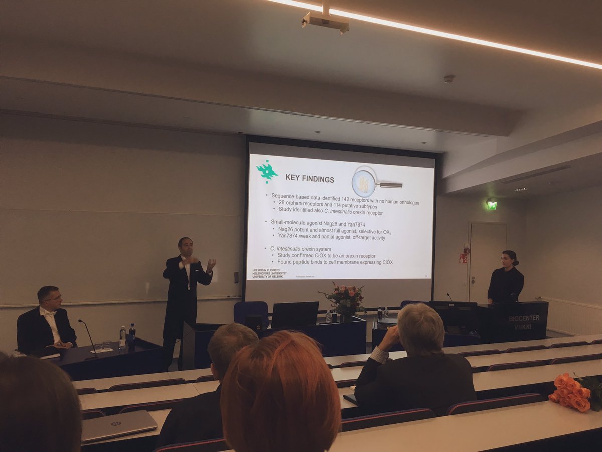 jemoustakas's tweet image. Celebration of the day - the doctoral thesis defense of Maiju Rinne! #gpcr #orexin #molecularevolution #ecotoxicology #WomenInSTEM @helsinkiuni Faculty of #Pharmacy