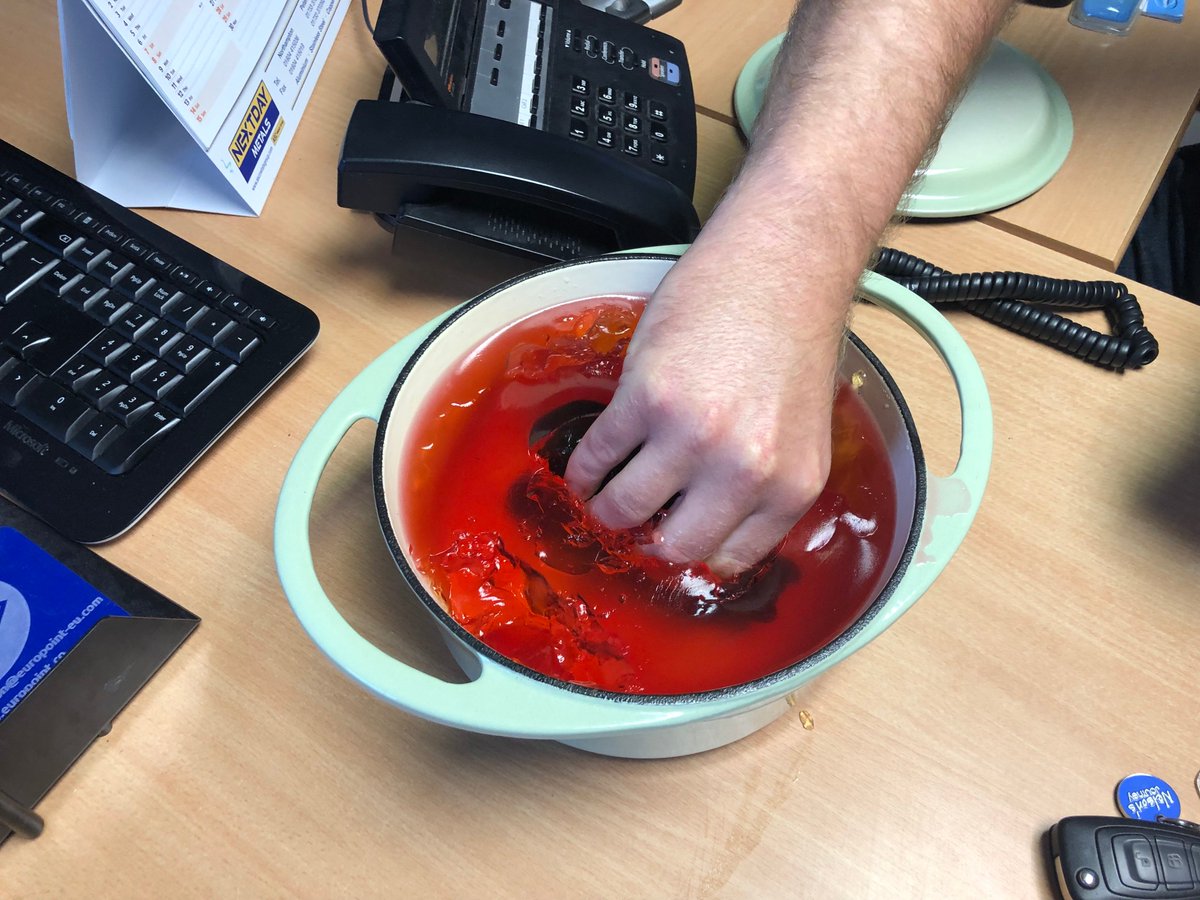 RedcoLtd's tweet photo. Business Manager David received a warm welcome from the rest of the office upon returning from his holidays.....hmmmm, jelly! https://t.co/uM5SZO0ZFD