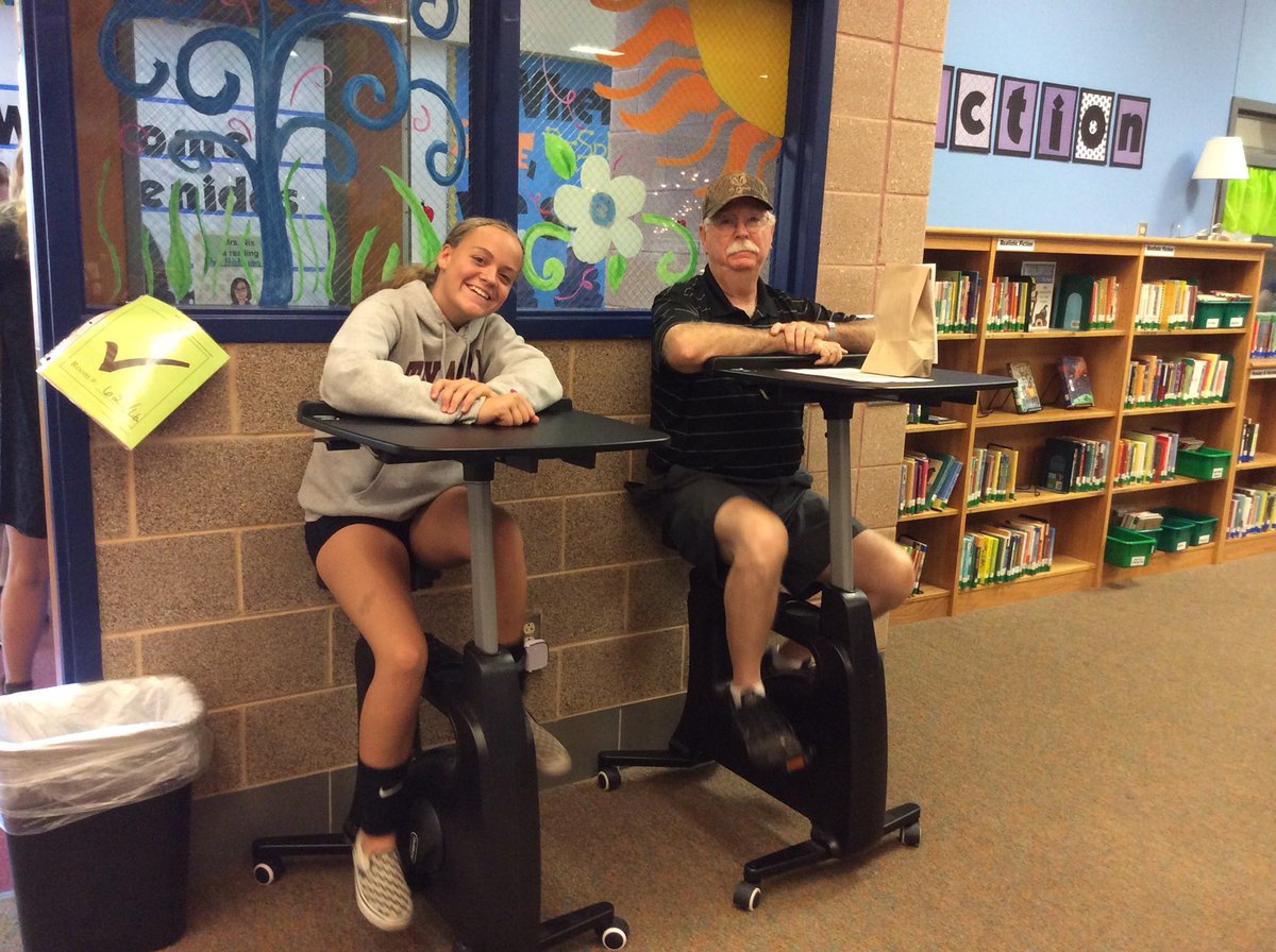 One of our former students and her Grandpa enjoyed our Read and Ride bikes during our open house Wednesday night. <a href="/BastropISD/">Bastrop ISD</a> <a href="/BISDLibMedia/">BISD Library Media </a>