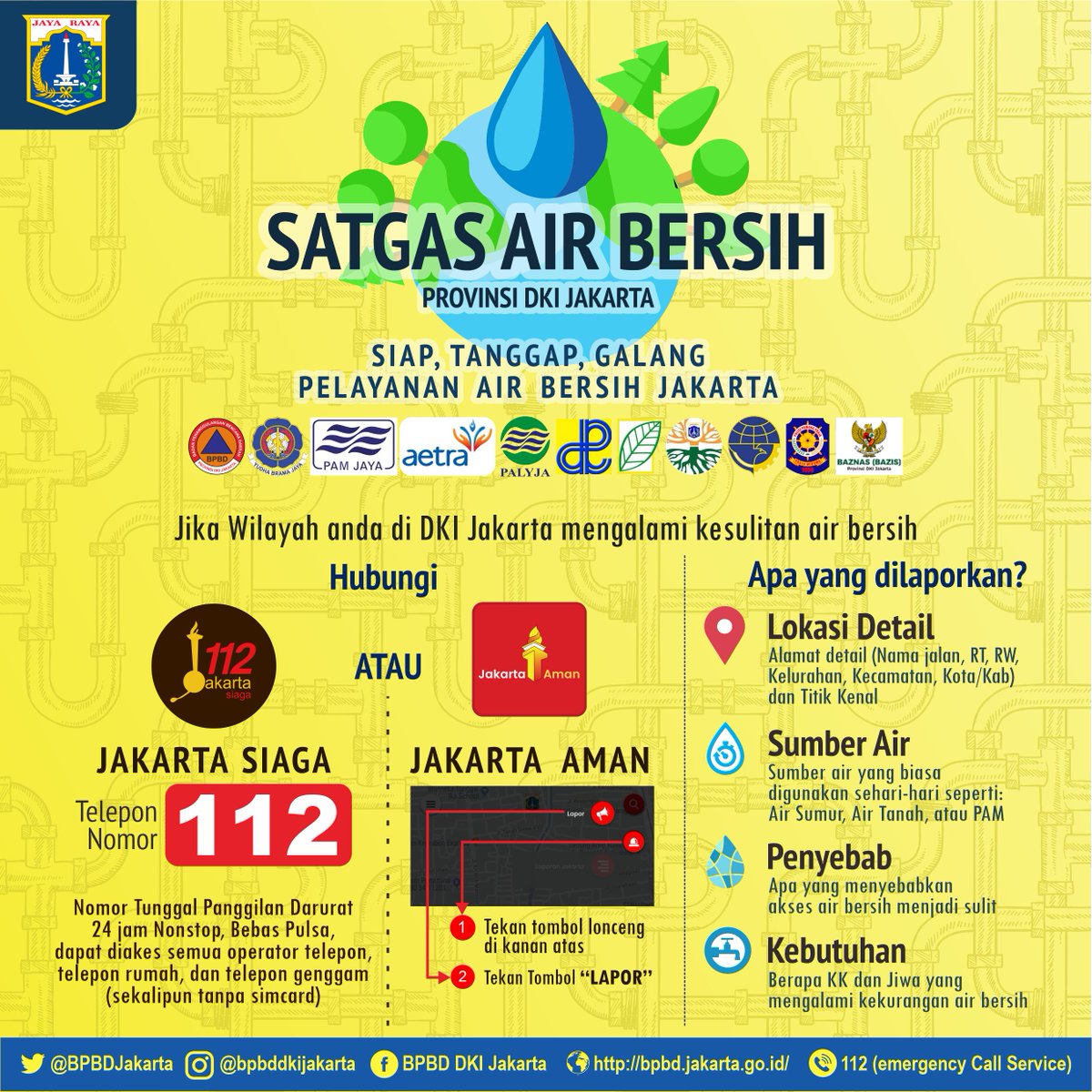 BPBDJakarta's tweet photo. Hai #Disasterizen, berikut mekanisme untuk melaporkan kasus kekeringan akibat kemarau, #SatgasAirBersih #SiapTanggalGalang akan menindaklanjutinya. #OperasiSiagaIbukota #EdukasiBPBDJkt https://t.co/JEpkI9BOPp