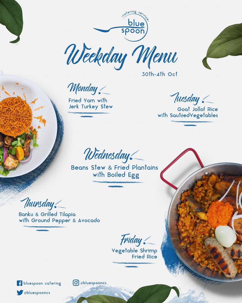 exploregh's tweet photo. RT @KukuaTheBoy: RT @bluespooncs: Good food choices are good investments. Fuel your week; satisfy your crave. Call us now for your weekly orders.

#bluespooncatering #ghana #caterer #catering #foodie #food #YesIDo #BlackLove #cateringservice  #BBNa… https://t.co/p6aiUISG5i