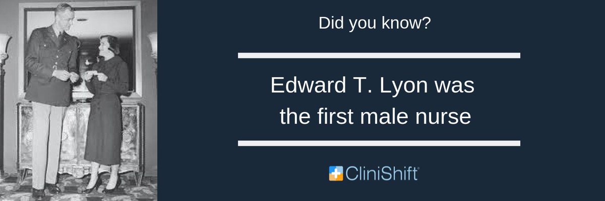 CliniShift's tweet photo. #FridayFacts The first male nurse qualified in 1955. His name was Edward T. Lyon and he was a second lieutenant in the U.S. Army. This encouraged more and more male nurses to join the military nursing services 🏥💉#CliniShift #nursingfacts #malenurse https://t.co/FJbEmITrcx