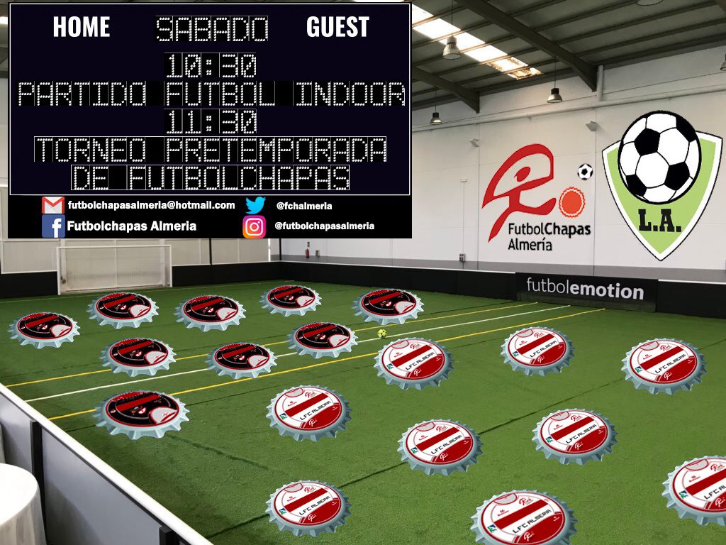 Comenzamos la Temporada 19/20...

Este sábado jornada de convivencia.. 10:30 partido de fútbol indoor y a continuación torneo de pretemporada de Futbolchapas, seguido de una paellada para reponer fuerzas...

Todo a partir de las 10:30 en <a href="/Indoorlacademia/">Fútbol indoor La Academia</a>