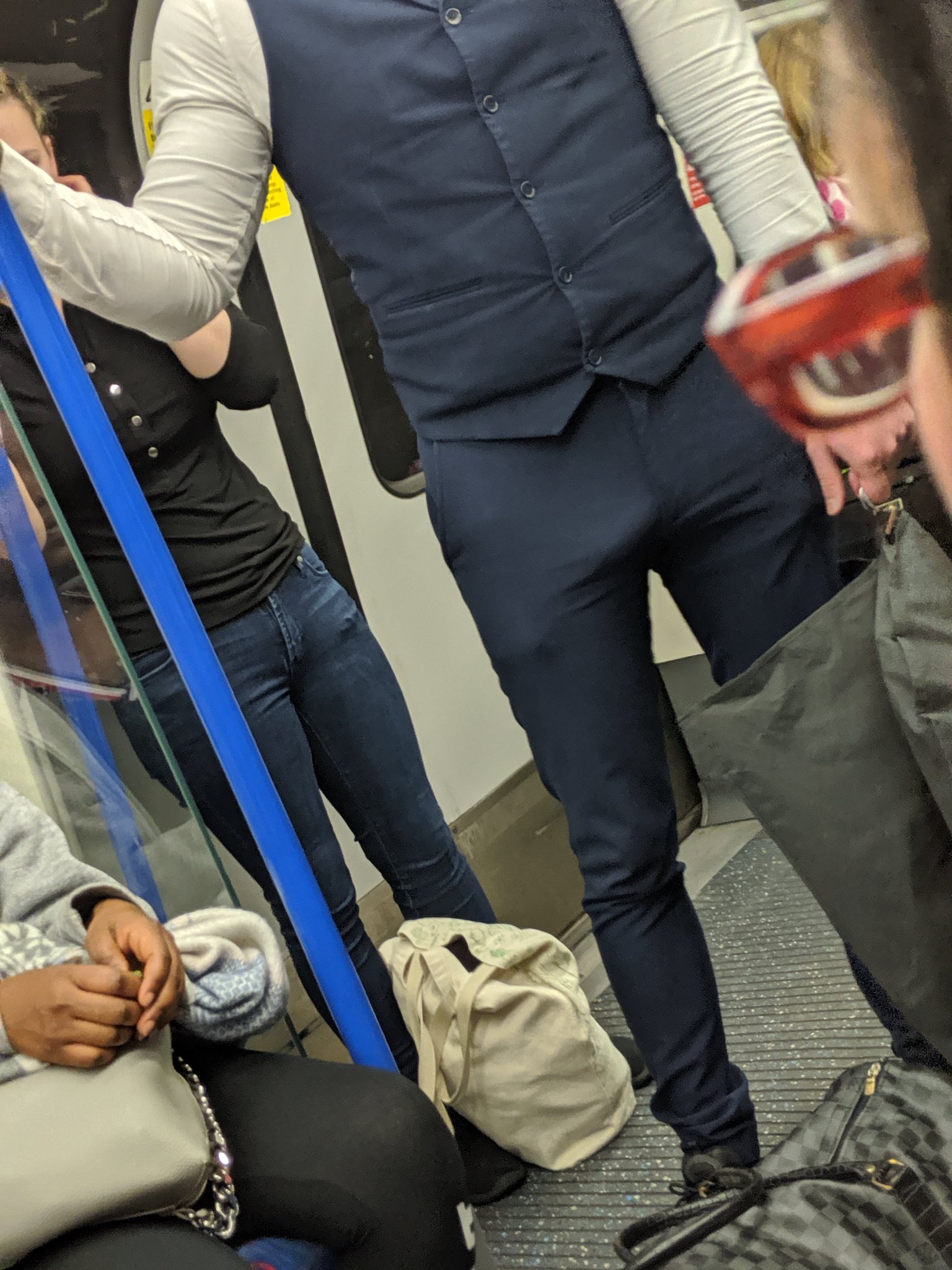 “Nice #bulge on the tube today. #uncut #London” .
