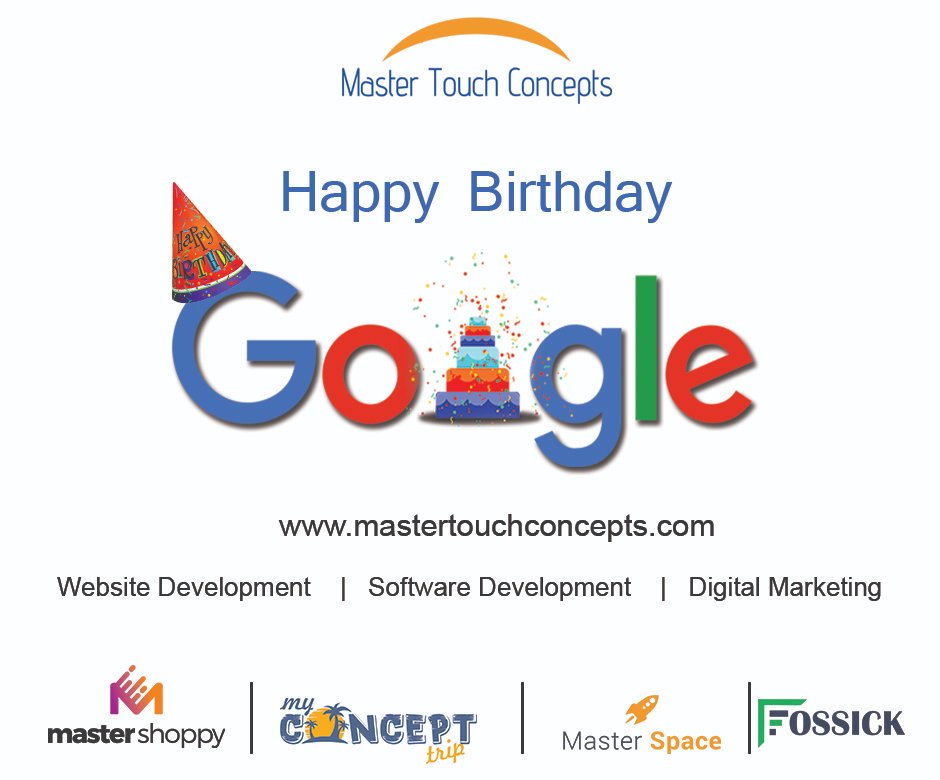 MasterTouched's tweet photo. Thank you google for helping us in our every step wherever we get into Trouble.

Happy 21st Birthday Google From MasterTouchConcepts Family.

#happybirthdaygoogle  #business #it #bpo #websitedevelopement #softwaredevelopement #digitalmarketing #graphicswork #mastertouchconcepts https://t.co/xbEEWpCH7U