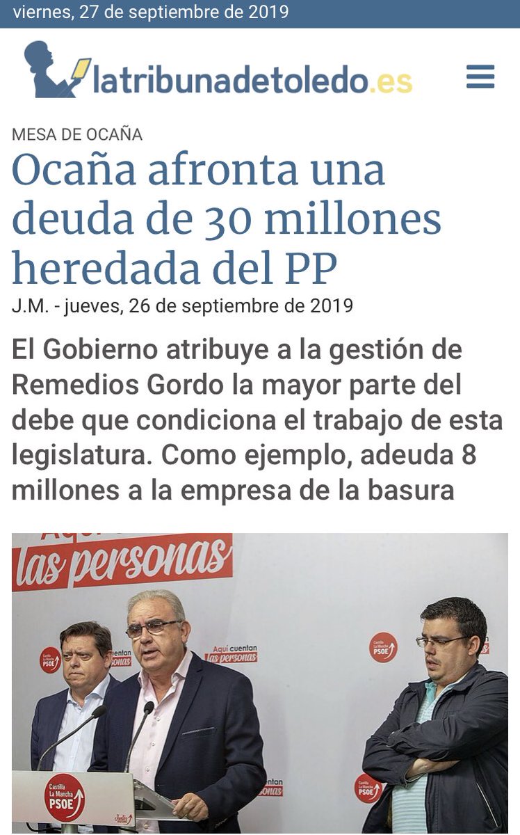 Sergio_GP's tweet photo. Ocaña está al borde de la quiebra técnica después de 20 años de gobiernos del Partido Popular. Una prueba más de lo bien que gestionan la economía algunos. Entre todos echaremos una mano para que Ocaña pase este duro trance @psoetoledo @EstherPadillaR @felixortegaf https://t.co/Spt1x4J468