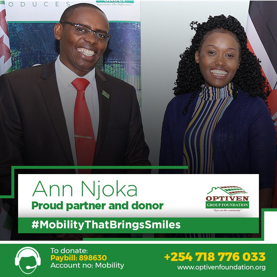 marshalqasaya's tweet photo. THANK YOU Ann Njoka a great 
  @OptivenFoundatn philanthropist.

What are you waiting for? You can join this great philanthropist by sending contribution via Paybill 898 630, Account name: Mobility

 #MobilityThatBringsSmiles https://t.co/ZvhbMuww2U