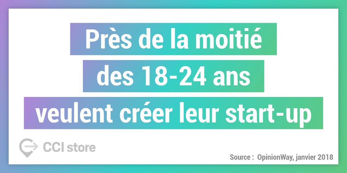 RT <a href="/CCIstore/">CCI store</a>: Le chiffre du jour : 50% des 18-24 veulent créer une start-up. Les #CCI vous accompagnent dans la création et le développement de votre projet ! ccistore.fr/hauts-de-franc… #numerique #startup #entreprendre  #digital #emploi #entrepreneuriat
