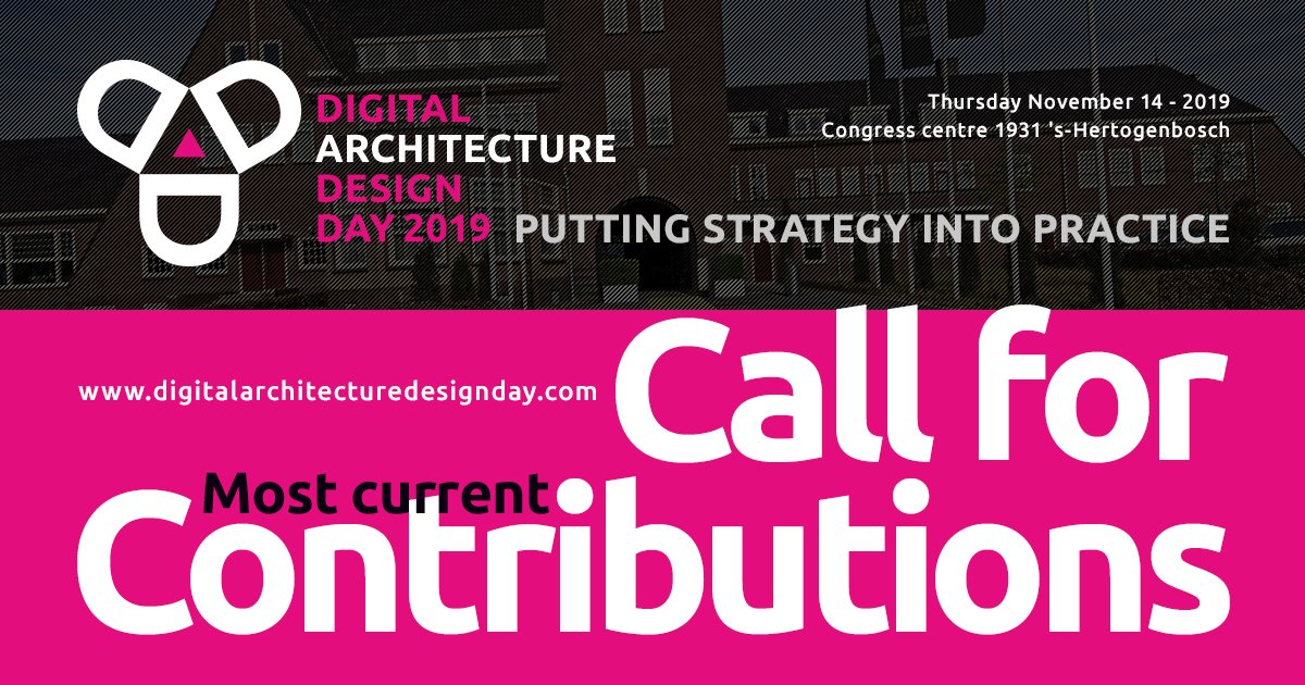 Last minute call for contributions
We would like to include some new, trendy and hot topics to our programme. The last minute call for contributions is now open and will be open until Friday October 25th. bit.ly/2lBfiQI #dadd2019 #digitalarchitecture #EA #ITarchitectuur