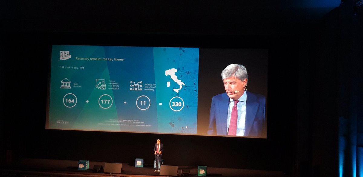 MaddiGanz's tweet photo. In Italia restano da gestire 330mld di crediti. Gli operatori del recupero rappresentano ormai una vera e propria #Industry che vede attivi 49 servicers, 984 agenzie di recupero e 13,300 dipendenti. #nplmeeting #runtheindustry https://t.co/P9dxTWWkRE