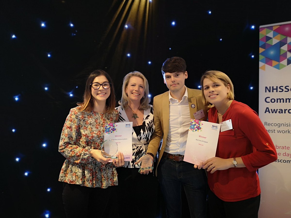 Congratulations to our Communications Team who won best internal comms and best digital at the NHSScotland Communications Day yesterday. A great team effort all year round supporting our services! #carebehindourcare #24people