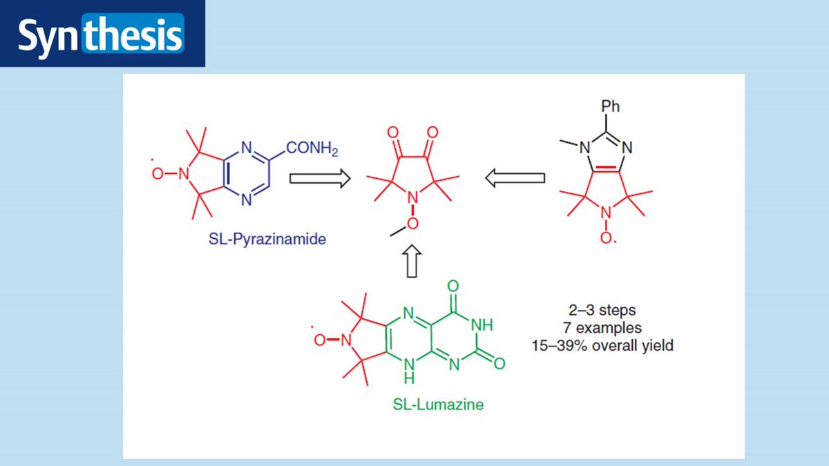 thiemechemistry's tweet photo. ✨The contribution by Tamás Kálai and co-workers (@pte1367) in SYNTHESIS has been selected as editor's choice of September! ✨You can use their method to prepare some challenging #nitroxides❗ Read more about it #openaccess for the next 72h 👉https://t.co/jTpcAYIIIx https://t.co/qZV6VPk6lw