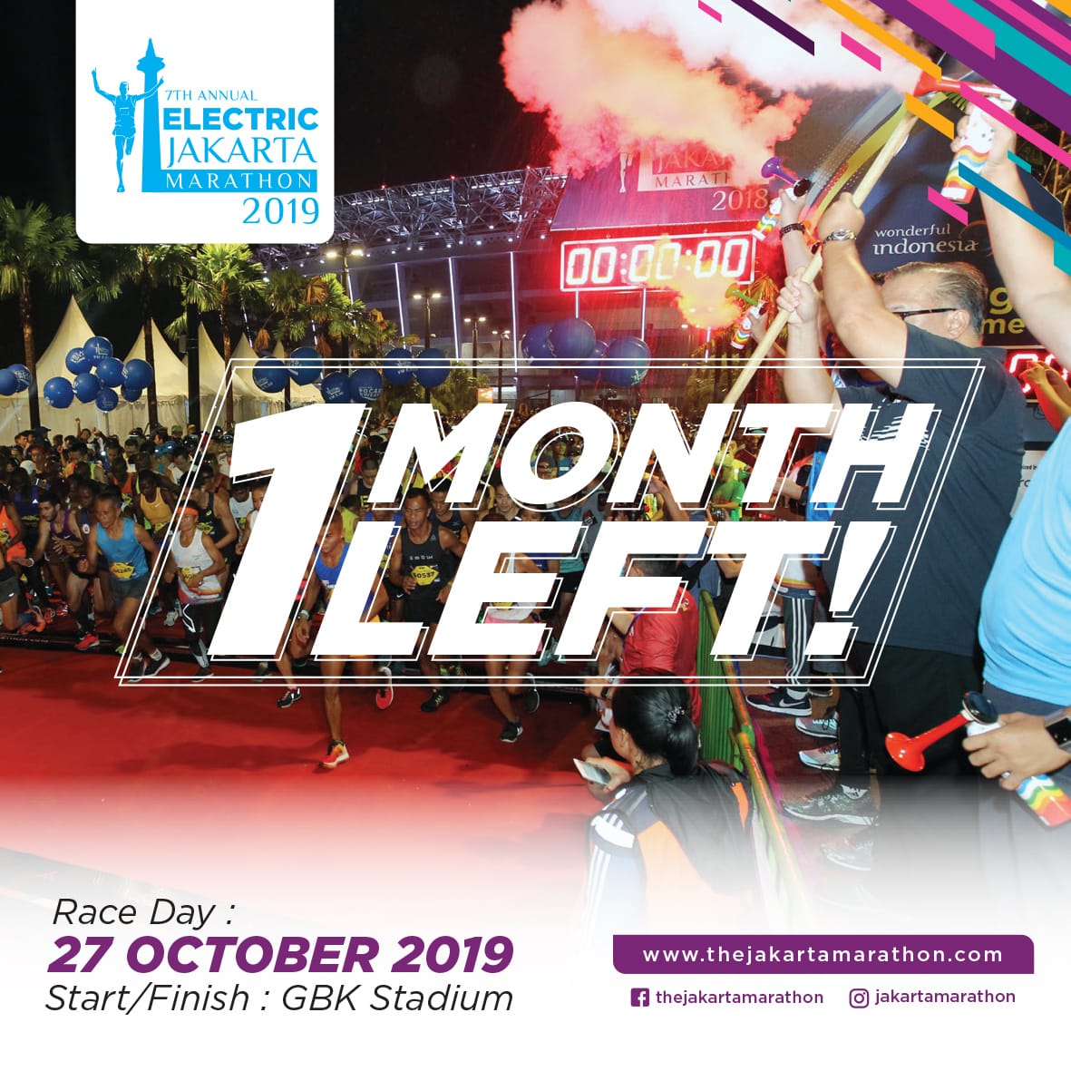 Only 1 month left! Get ready Runners!⁣
⁣
#jakmar2019⁣
#jakartamarathon⁣
#onemonthleft