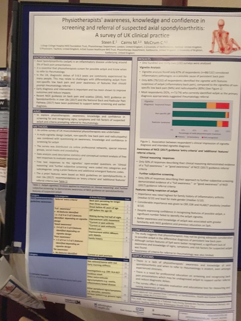 Excited to have my research <a href="/britspauk/">BRITSpA</a> #raisingawarenessofSpA <a href="/MindyCairns/">Dr Mindy Cairns</a> <a href="/carol_mccrum/">Carol McCrum</a>
