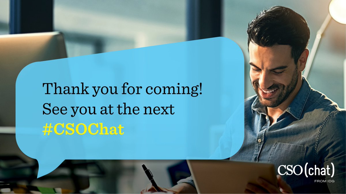 cso_india's tweet photo. It was great interacting with you today, Dr. Basuu & Mr. Pant - appreciate your priceless insights. This is Soumik (@JustSoumik) signing off. Until next time, folks. Till then, stay secure!
@LopaMudraaBasuu @SaysGomeet @Shaanemaan @yogsyogi1 #CSOChat #cloudsecurity https://t.co/4ApqlJHFty