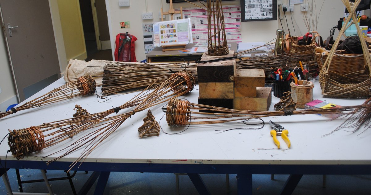 NESSSS2017's tweet photo. Its been a busy week at NESSSS. We started the week with a fantastic workshop on willow. We are really impressed with how well all students engaged with the experience, their well made bird feeders and sculptures. https://t.co/vnxvuo58rt