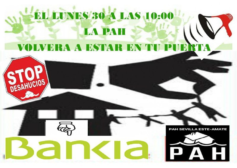 LA_PAH's tweet photo. Hola @Bankia, hace tiempo que no nos vemos las caras. Como vemos que no te estas portando bien con Juana de @PahSevillaEsteA, iremos a verte el lunes 30 de septiembre a las 10:00hs. ¡Espéranos! 😉

#BankiaEstafa https://t.co/G71Brs3ZX4