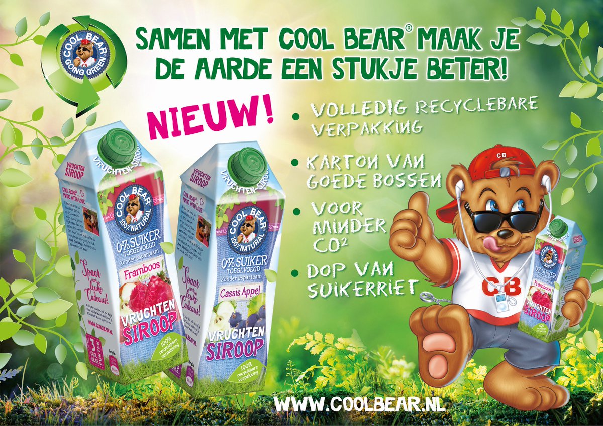 CoolBearNL's tweet photo. Met trots... 
De ‘Nieuwe Cool Bear’ en mijn droom voor de toekomst van onze kinderen is het helpen om de Co2 footprint te verlagen.

Wel duurzaam, niet duurder! 
Onze advies verkoopprijs is €2,79 en je krijgt 50 ml meer! De duurzame kartonnen verpakking is nu 750ml! https://t.co/rZN6mfsaIP
