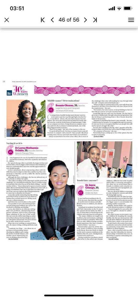 I woke up to this positivity today. Honored as one of the Top 40 under 40 women in Kenya. Alongside other remarkable women. I love what I do 💚 #dentist #Top40under40Women #Top40Under40 @BD_Africa