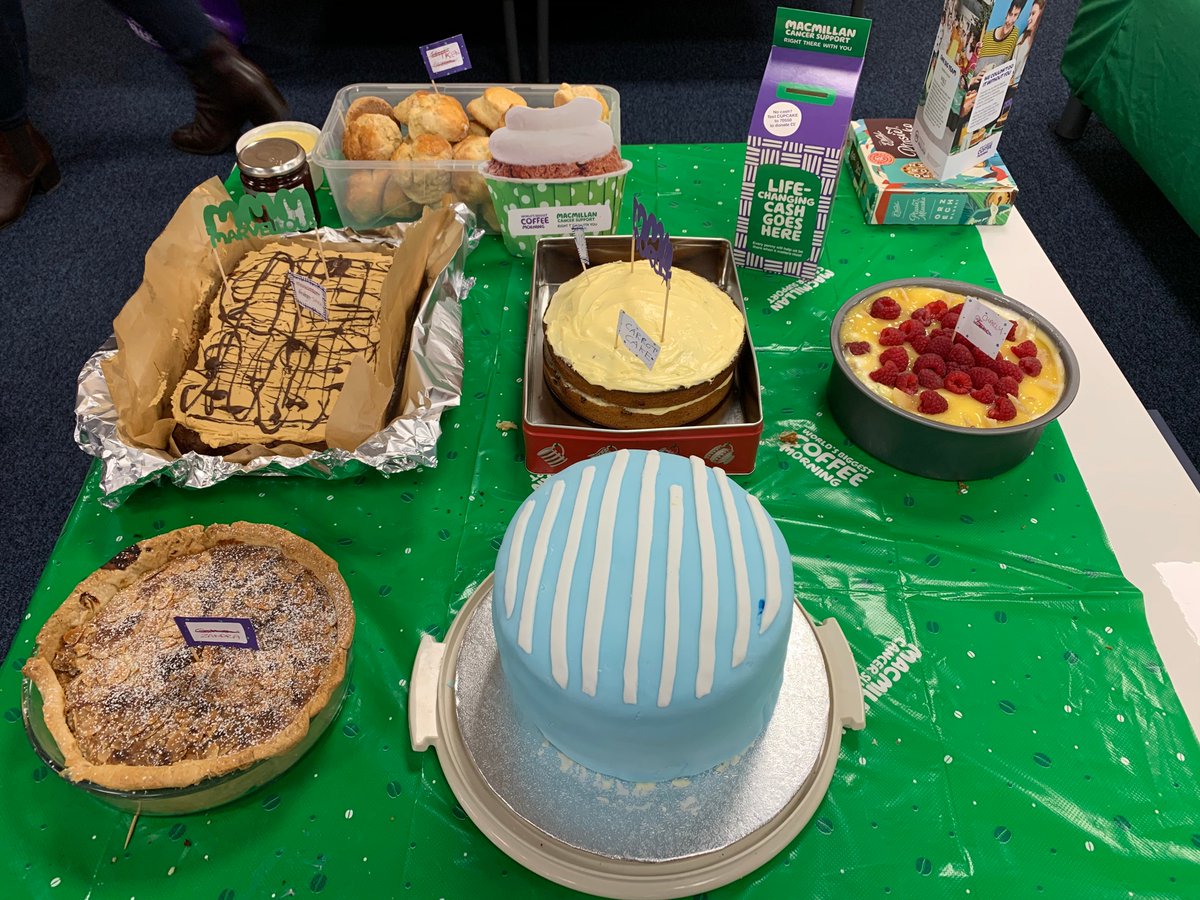 panintelligence's tweet photo. It's the final day of our #MacMillanCoffeeMorning challenge.

Today it's Directors vs Marketing and we have an array of home-cooked treats in the office. https://t.co/bUkJGuFuvs