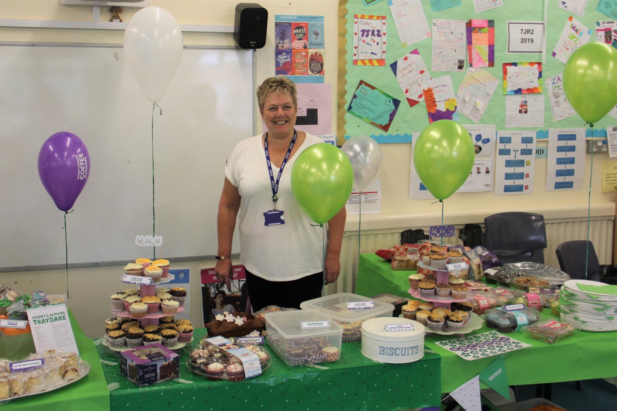 KidsgroveSS's tweet photo. The wonderful Mrs B - organiser of our Macmillan Coffee and Cake morning.
@ShawEduTrust @macmillancancer #macmillancoffeemorning https://t.co/A9a825sILw