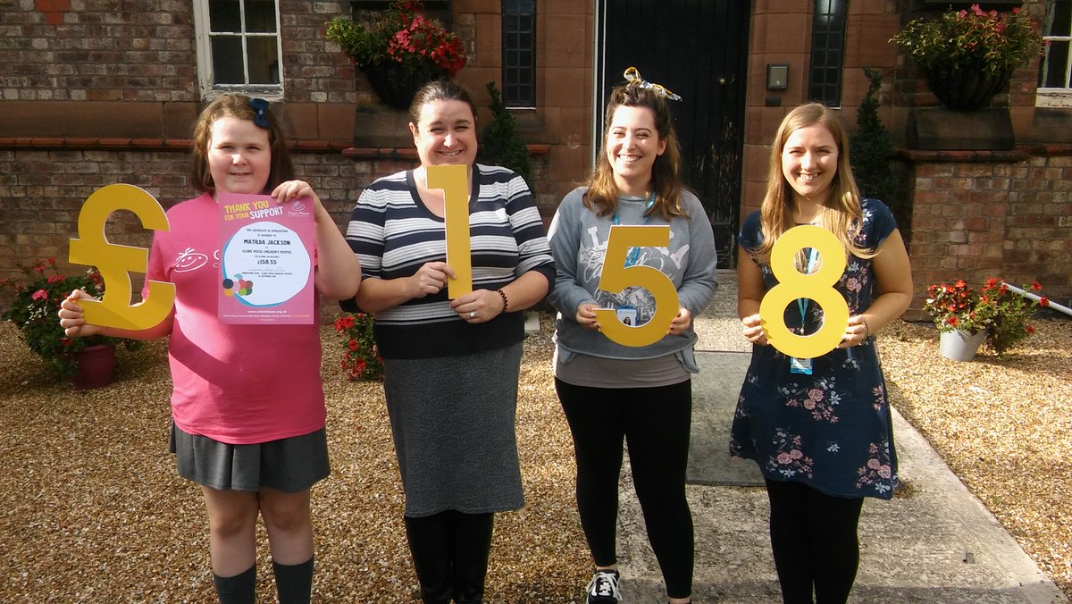 ChLiney's tweet photo. Lovely visit from our #MiniHero Matilda yesterday! She donated £158.55 to @ClaireHouse AND donated her hair to The Little Princess Trust. What a superstar! https://t.co/Efqfe1FNj4