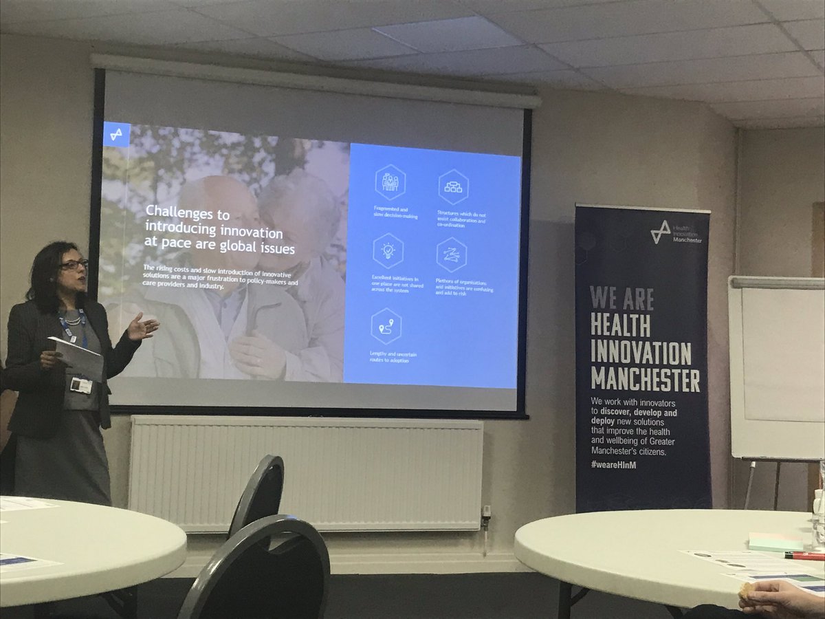 dolfaye's tweet photo. Excited to be part of the TMACS network event today at Kings House. @Cara_W_Afzal is giving an overview of @HealthInnovMcr and how we are working to improve the health and well-being of the citizens of Greater Manchester. #MACS_Project #healthinnovmcr #networkevent https://t.co/qvrduu3TFD