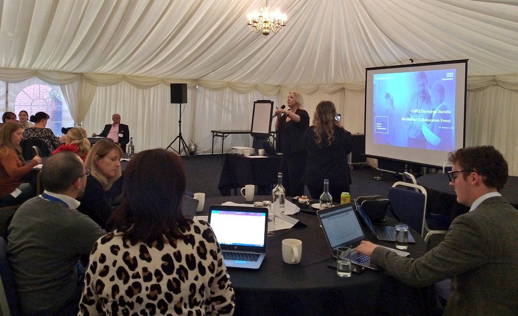 GMEC_PSC's tweet photo. We're getting underway with today's #COPDNorthWest joint collaborative event with @HealthInnovMcr @innovationnwc where we'll be discussing #COPD discharge bundle and improving #respiratory care https://t.co/O0iM14NxOH