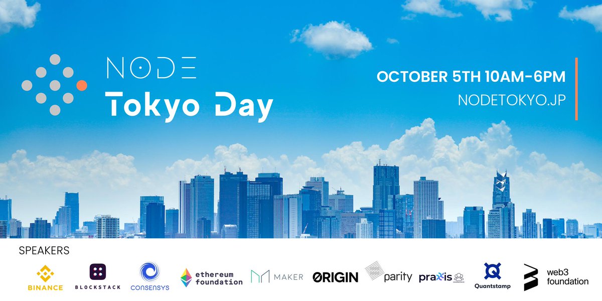 nodetokyo's tweet photo. 【10/5(土)、豪華来日スピーカーと共にワンデーイベント】
ブロックチェーン技術に関心がある方向けですが、チケットが200枚限定なので埋まりつつあります…
開発者・学生は無料ですので、Devcon行けそうにない方もどうぞ！

日本からは @LayerXcom @cryptoeconlab 登壇決定

https://t.co/9DbOdQgmR9 https://t.co/mgcaVxXZVz