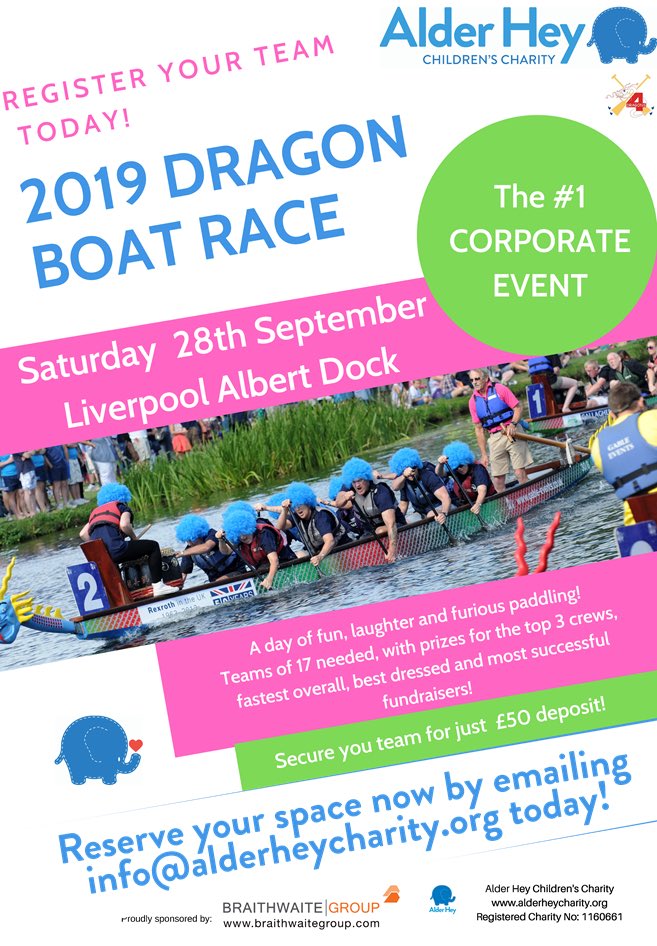 jleach005's tweet image. All ⁦@bennettbrooks⁩ looking forward to the ⁦@AlderHeyCharity⁩ dragon boat race ⁦@theAlbertDock⁩ come and join the fun and sponsor this great charity justgiving.com/companyteams/b…