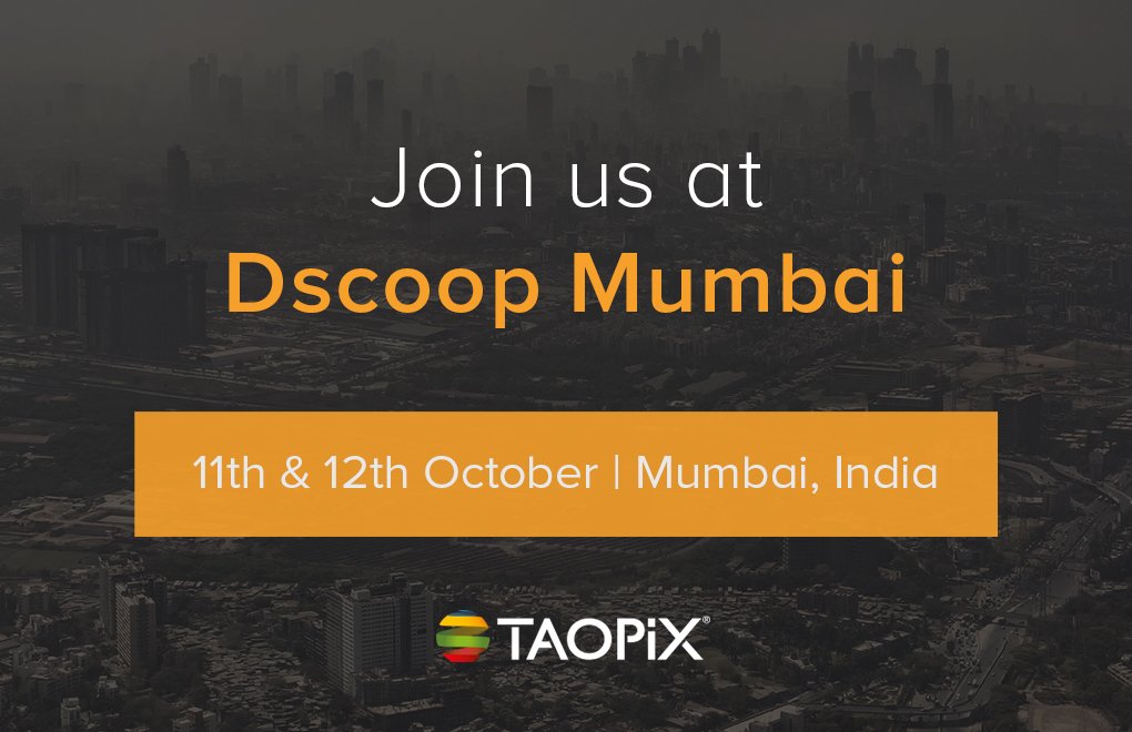 Taopix_HQ's tweet photo. Join us at @myDscoop Mumbai where our representative, Harshad  will be delighted to show you Taopix AI in action! If you'd like to book a meeting, get in touch at hello@taopix.com https://t.co/PEWC8pWxqN