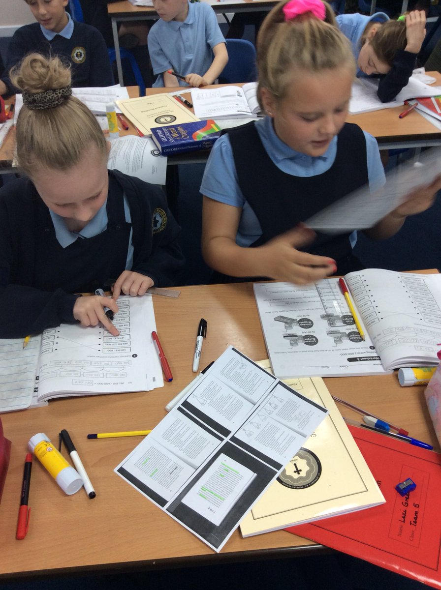 TeamFiveStBs's tweet photo. Team 5 are having a “Workbook Workout” this morning. Phew - those concentrating, collaborating and analysing learning powers are in full swing! #stbMaths #stbLPA https://t.co/uJnvBYgKxM