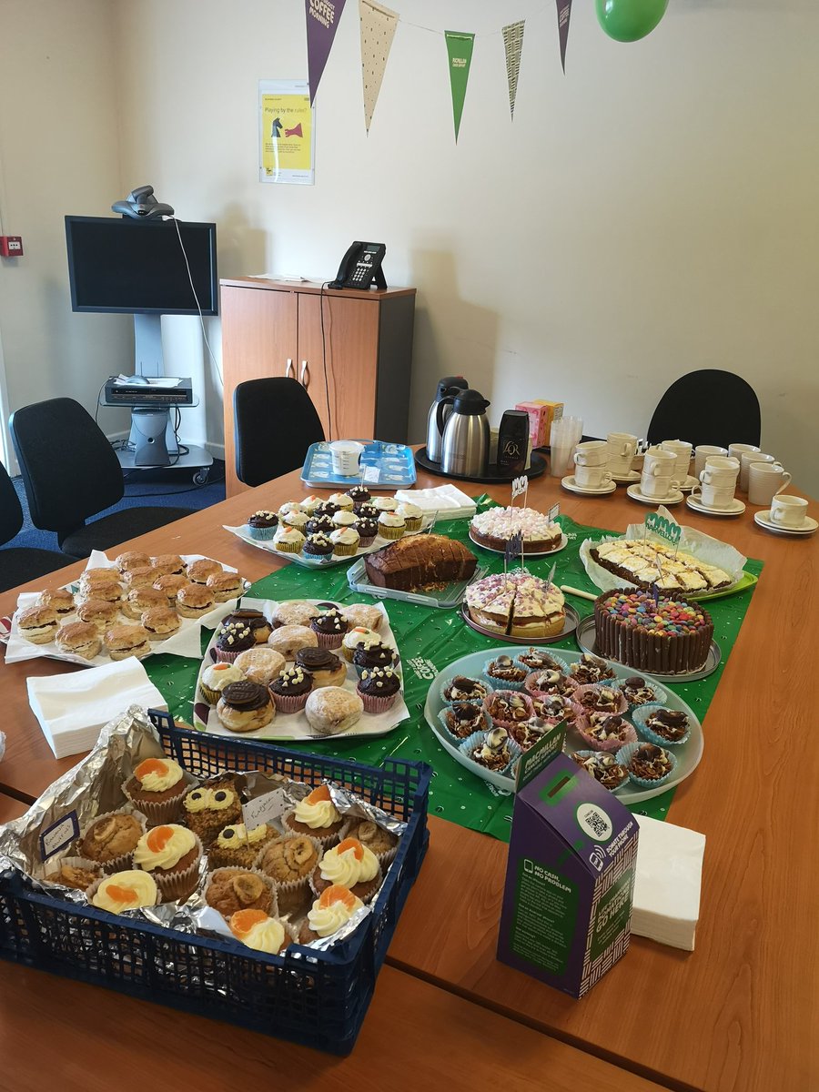 popplesamantha's tweet image. All set and ready with a great spread for our mcmillan coffee morning @PrioryGroup #BurstonHouse #plentyofcake #brilliantstaff