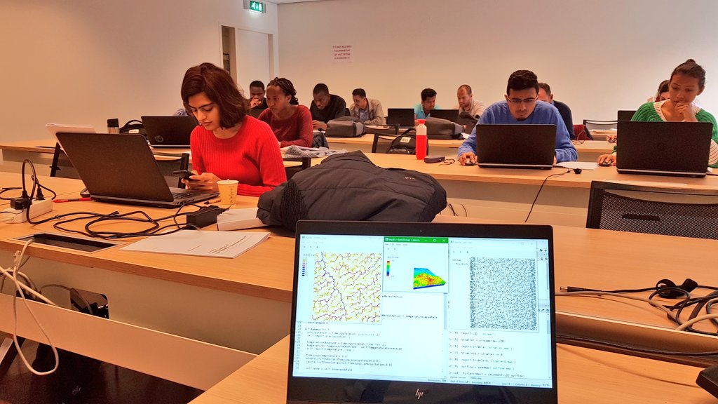 hansakwast's tweet photo. Last day of short course on scripting at @ihedelft. Demo of #PyQGIS, #catchment delineation using #mapalgebra with #PCRaster #Python. Data preprocessing and conversion with #GDAL. Finalizing spatial dynamic modelling exercises modelling snow melt. https://t.co/LlLToCqFEC