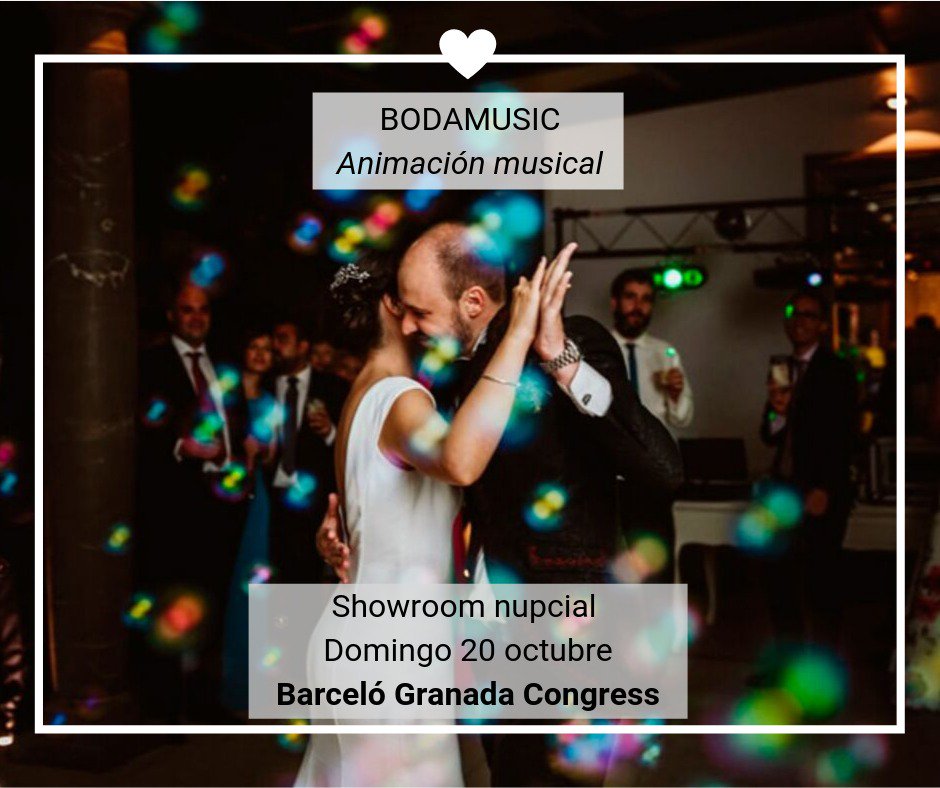 Bodamusic's tweet photo. El domingo 20 de octubre estaremos de la mano de Novia a la fuga en Hotel Barceló Granada Congress con nuestro servicio de DJ Profesional

Podéis inscribiros aquí: https://t.co/zWfInyQzlJ

#djbodas #djgranada #bodas2020 #bodasgranada https://t.co/Aa6EQhTxwk