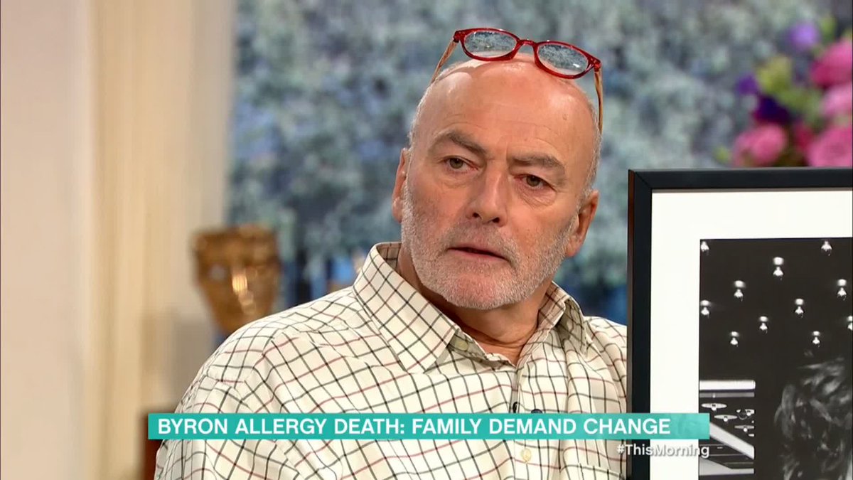 This Morning (@thismorning) on Twitter photo 2019-09-27 09:48:35 ‘We want more accurate allergen information. We also want there to be a mandatory requirement for a waiter to ask customers if they have allergies.’
The father of Owen Carey, who tragically died following a severe allergic reaction to chicken coated in buttermilk ‘We want more accurate allergen information. We also want there to be a mandatory requirement for a waiter to ask customers if they have allergies.’
The father of Owen Carey, who tragically died following a severe allergic reaction to chicken coated in buttermilk
