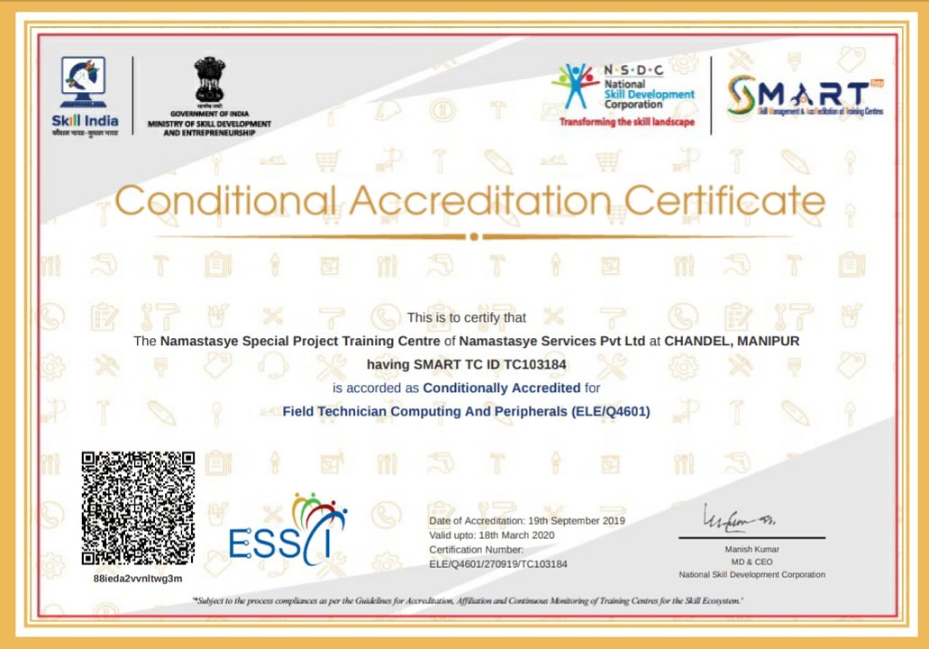 KeirenVertexEnt's tweet photo. The NAMASTASYE SPECIAL PROJECT Training Centre of Namastasye Pvt. Ltd at 18th Assam Rifles Campus,Chandel Manipur is Accorded the Accreditation for Conducting the Courses of #FTCP #MAKEUP_ARTIST & #SET
Congratulation to our Team SkillingManipur for your hard Contribution&Effort https://t.co/QjHW3Gzg0i