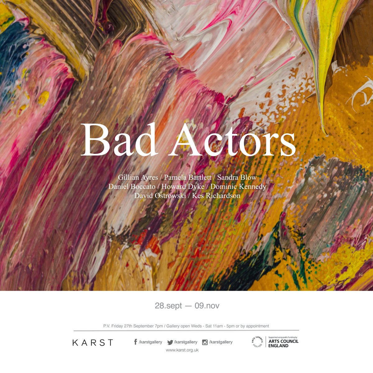 karstgallery's tweet image. Bad Actors opens tonight from 7pm. Join us for the Private View and for the launch of @PlymArtWkndr 2019.

#BadActors #PAW2019