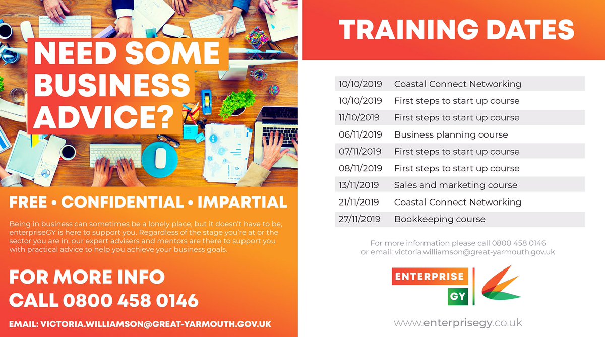 enterpriseGY's tweet photo. Free | Confidential | Impartial - Business advice and new #training dates in Great #Yarmouth. #LocalEnterprise https://t.co/Tv4lLJUgMV