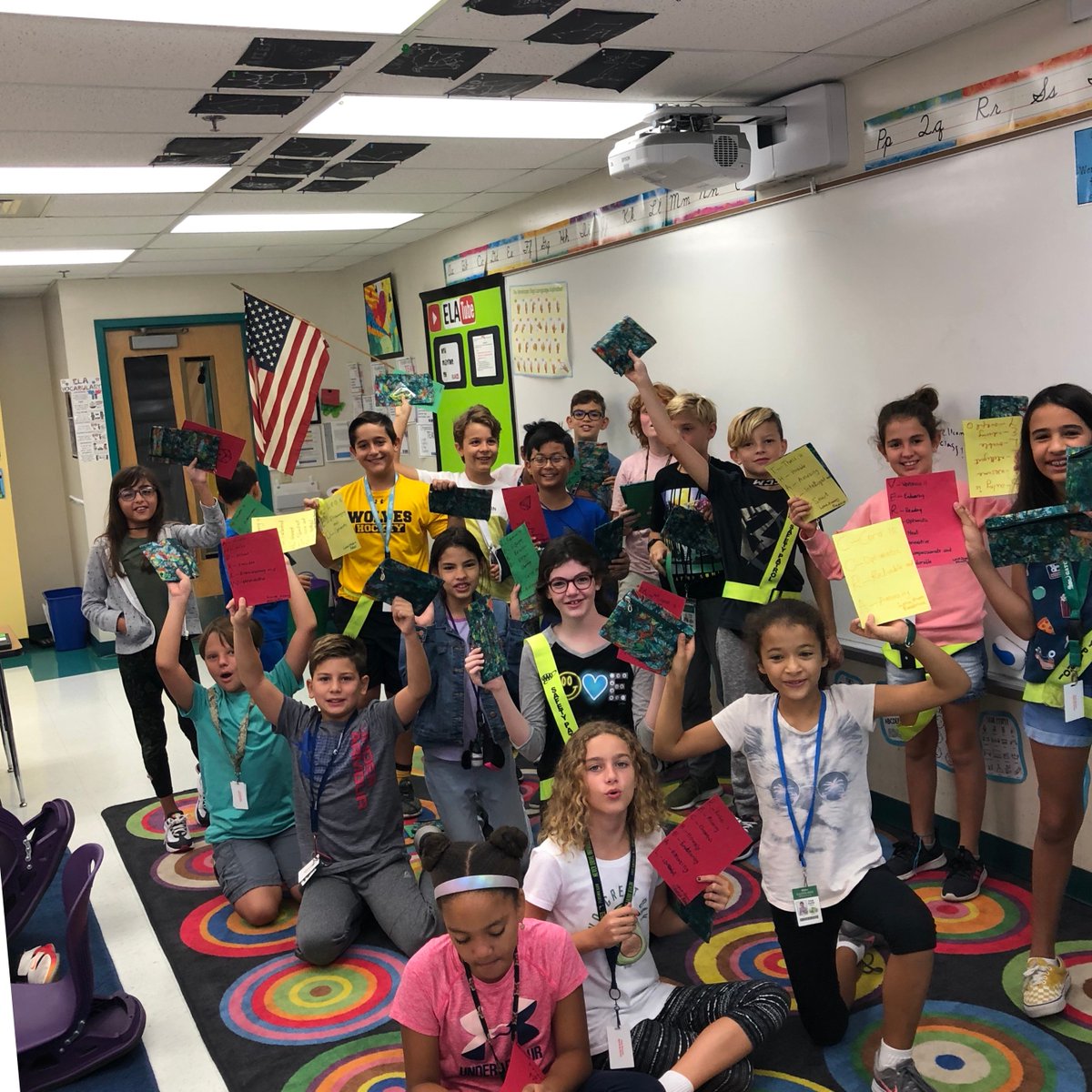 LynnKMitchel's tweet photo. The excitement as #mitchelsquad1819 @GatorRunElem  opened their handmade gifts and cards from our new friends in Nigeria was contagious! Thank you @BukolaAmaoTaiwo and @EmpaticoOrg for our #GlobalConnection! https://t.co/AIn43S7JQs