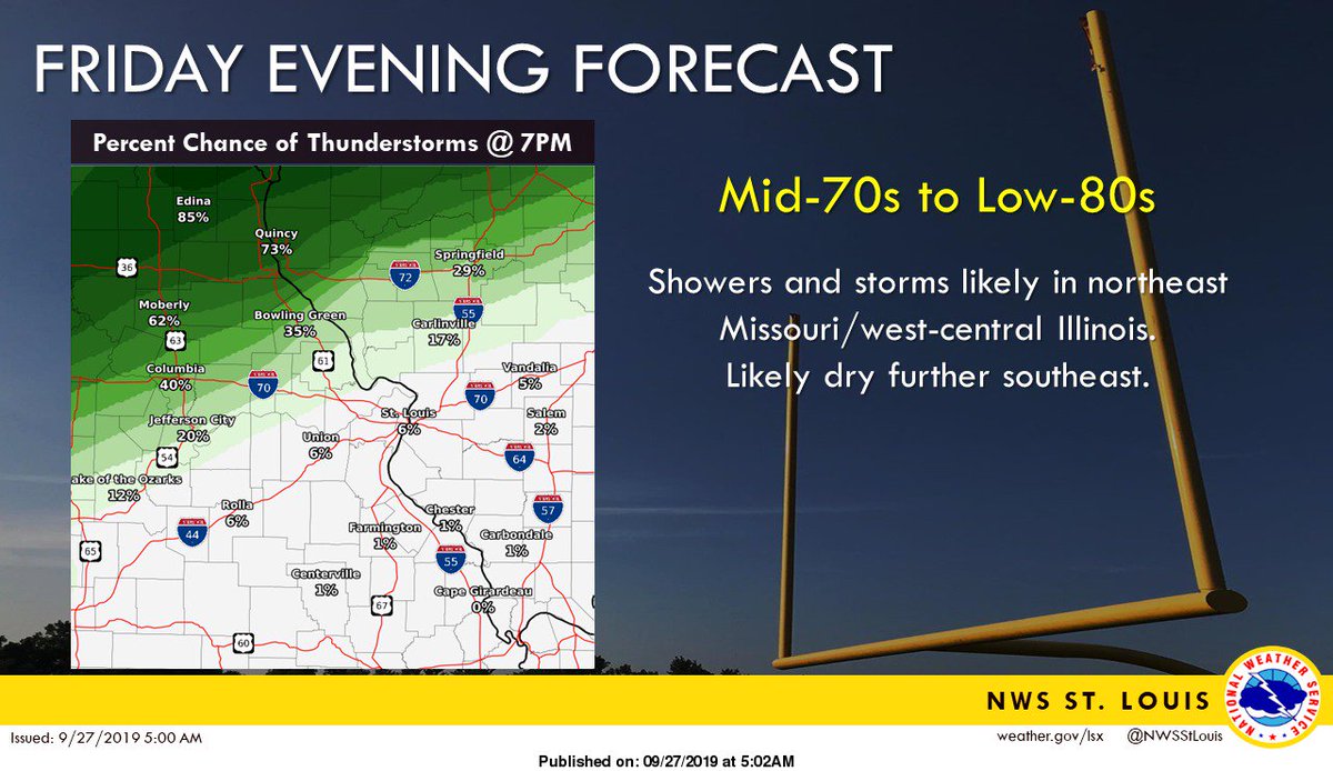 NWSStLouis's tweet photo. Thunderstorms likely this evening for NE MO + WC IL. If heading outdoors, keep an eye to the sky. If thunder roars, go indoors! #mowx #ilwx https://t.co/LYSrtnbcDm