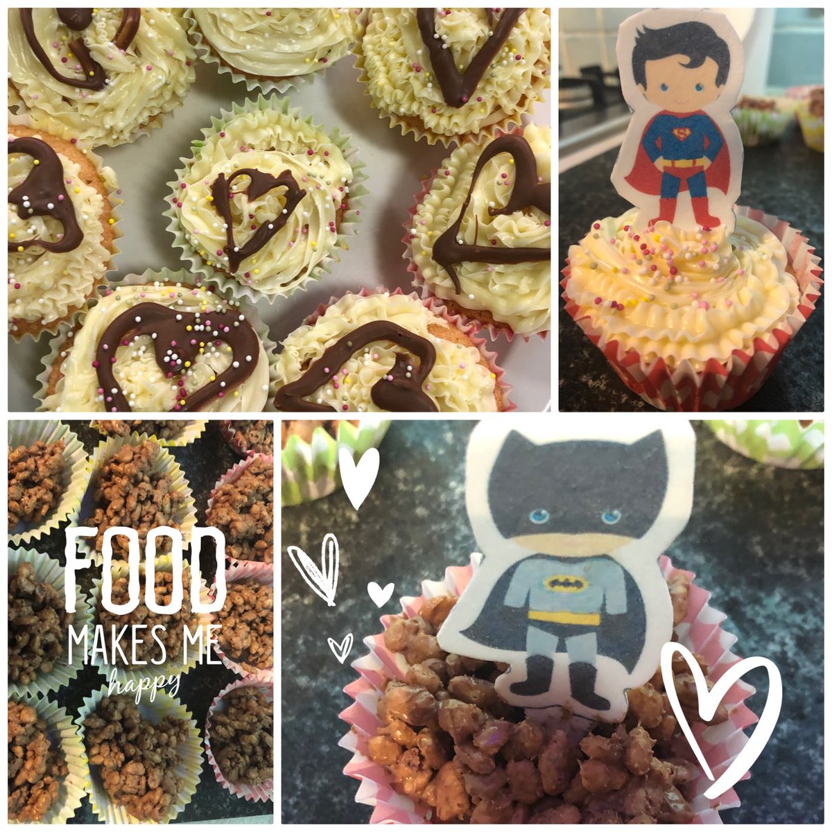 I got my baking skills on today for #mcmillancoffeemorning at work today ⁦@Bank_Partners⁩  #nomnom #chocolatehearts #vanillacupcakes #homemade