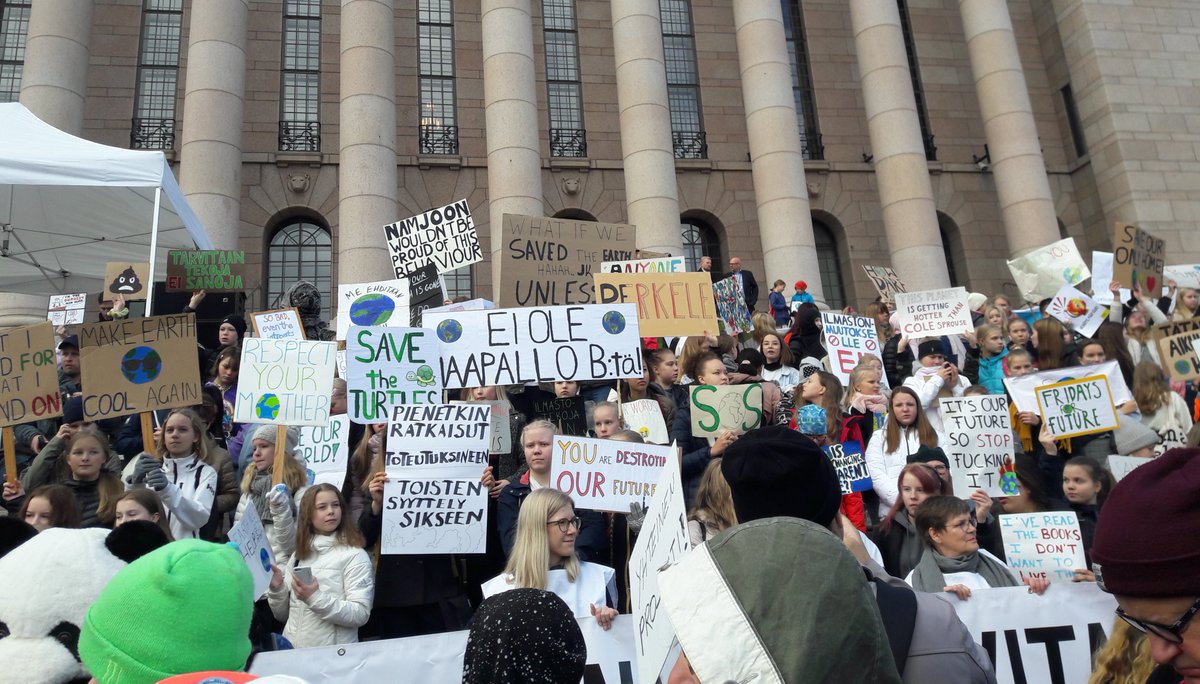 WWF_Arctic's tweet photo. Some truly inspirational #climate marchers protesting in #Helsinki today with some really creative signs 🥳 #ClimateAction #ClimateActionNow #FridaysForFuture #ClimateStrike #helsinkiclimate https://t.co/saKrEDA8UD