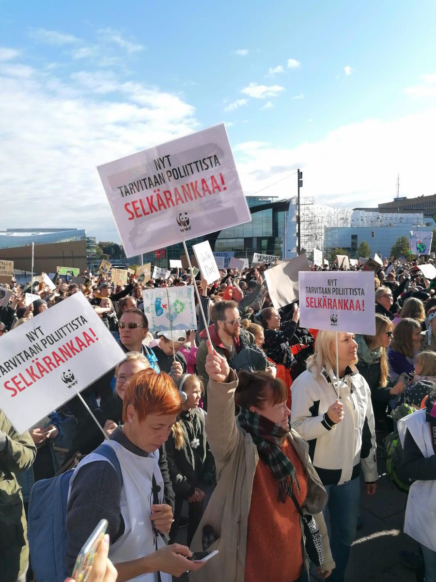 WWF_Arctic's tweet photo. Some truly inspirational #climate marchers protesting in #Helsinki today with some really creative signs 🥳 #ClimateAction #ClimateActionNow #FridaysForFuture #ClimateStrike #helsinkiclimate https://t.co/saKrEDA8UD