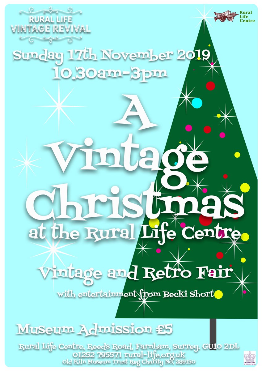 On Sunday 17th November, A Vintage Christmas will be returning to the Rural Life Centre, Tilford. There will be lots of stalls offering unique gifts for the vintage lover in your life and there'll be entertainment from Becki Short.  Doors 10.30am. Entry £5 proceeds to the museum.