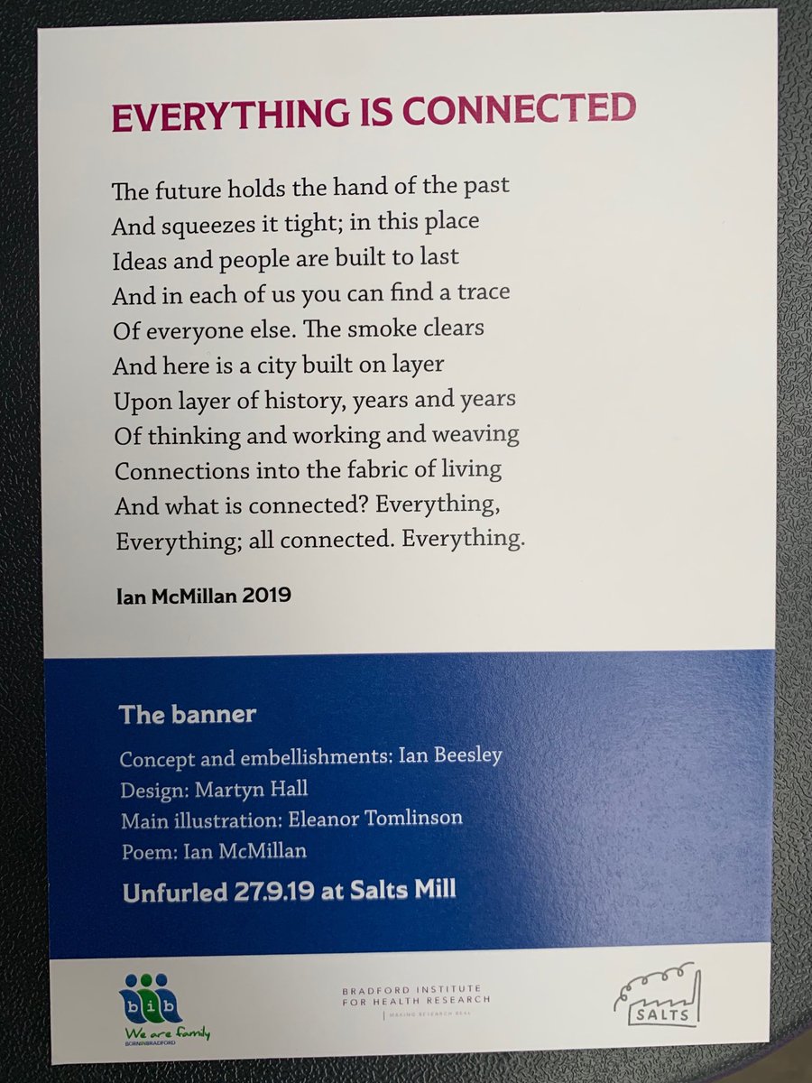 KarinaKTC's tweet image. Everything is connected! Using poetry in the Born in Bradford Festival #BiBFest2019 - parallels with continuingbonds.live/creative-disse… ⁦@CBondsStudy⁩ ⁦@UniofBradford⁩ ⁦@BradArcForensic⁩