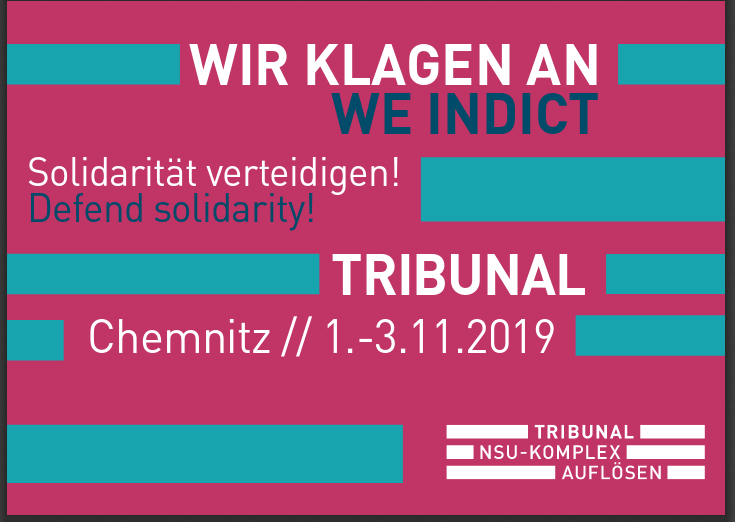 Am ersten Novemberwochenende sehen wir uns zum Tribunal in Chemnitz und Zwickau. Damit das klappt, brauchen wir aber noch Geld. 60 Prozent der Finanzierung haben wir in Kürze gestemmt. Helft uns, den Rest zusammen zu bekommen und spendet hier: bit.ly/2m9PlYc