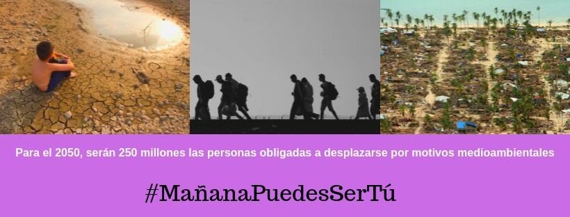 RSAcogida's tweet photo. Según el Programa de Naciones Unidas para el Medio Ambiente (Pnuma) para el 2050, serán 250 millones de personas en el mundo las obligadas a desplazarse por motivos medioambientales. #HuelgaMundialPorElClima #MañanaPuedesSerTú @CEARefugio @HelenaMaleno @BRE_redes @CanalMigrantes https://t.co/cf9bwcSMae