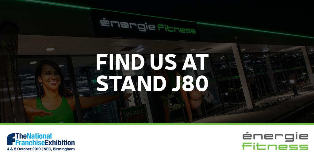 effranchiseuk's tweet photo. Heading to The National Franchise Exhibition at the Birmingham NEC next week? Come and see the énergie team at stand J80 on Friday 4th and Saturday 5th October to find out why we’re the UK’s leading fitness franchise, and how we can help you open your own world-class gym #NFE19 https://t.co/K1BbGKiPwo