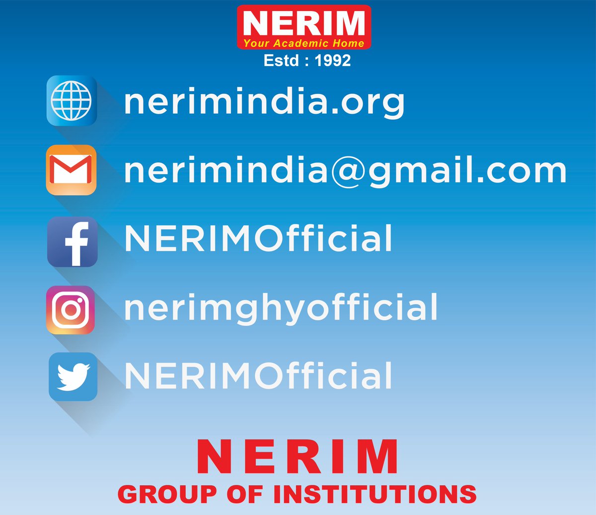 NERIMOfficial's tweet photo. #NERIM goes digital. Now connect with us at your finger tips
https://t.co/E7YAxYAlR7 , nerimindia@gmail.com , https://t.co/eQJ0vz3j7z , https://t.co/LFwOlPBRbD
https://t.co/zK35gh7JF5 https://t.co/IKg5kfOll4